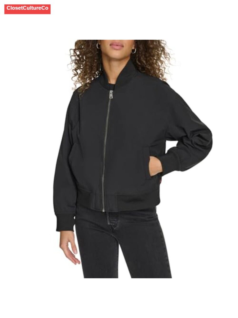 Lightweight Bomber Jacket Rib Knit Trim Zip Front Fitted Aviator Casual